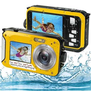 Sport Action Video Camera's onderwatercamera HD 48MP Digitale selfiecamera 16x Waterdichte videorecorder Schokbestendig Dual Screen Mini Camera J240514