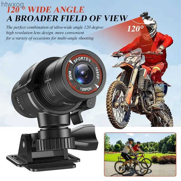 Cámaras de video de acción deportiva Vandlion F9 Mini HD 1080P Grabación de video Cámara deportiva DVR Moto Bicicleta Casco de acción Cámara DV 120 grados Gran angular YQ240119