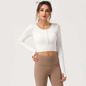 Lululemen Sports Active Sets Marcas Lulu Nuevas camisetas de yoga para mujeres Tight Sexy Fitness Running Yogas Top con sujetador de manga larga 222