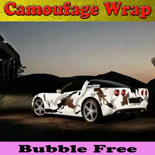 Film d'enveloppe de voiture de camouflage arctique sportif avec bulle d'air gratuite Winter Camo Wrap camo graphiques taille 1.52 x 30m / rouleau Livraison gratuite