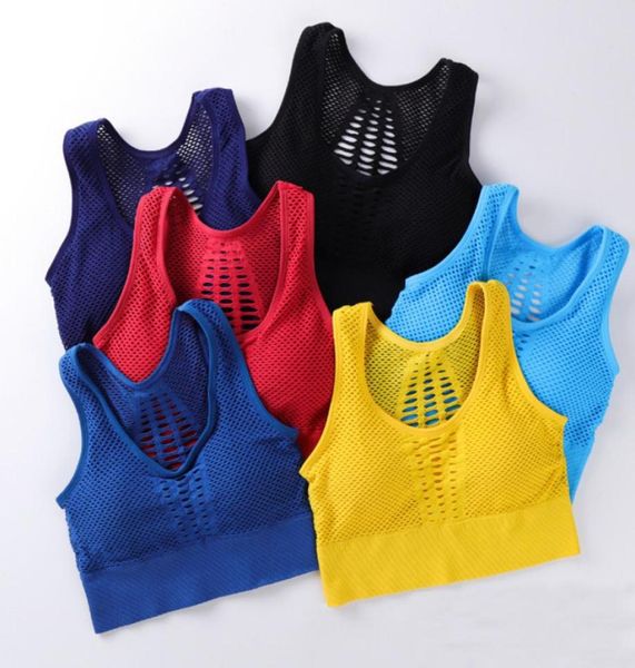 Sports Bra Mesh Mesh Support Cross Back Wireless Deteachable Cup Top Womans Womans Sport Push Up Yoga Fitnness Woman9648612