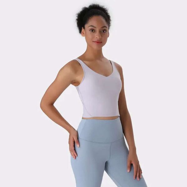 Soutien-gorge de sport Gilet Col en V Absorption d'humidité Mode de course Fiess Vêtements de sport Sous-vêtements pour femmes Coussin rembourré Haut de yoga nu 688ss