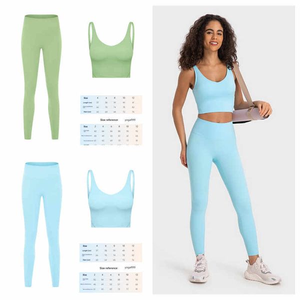 sujetador deportivo pantalones de yoga leggings ll leggings align bra sujetador de lujo sujetador de diseñador Align Yoga Lemon Set Mujer 2 piezas ropa deportiva 4-12 tamaños Gimnasio diseñador lululemom leggings