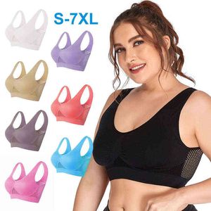 Sports Bras for Women Plus Large Big Size Ladies Cotton Bralette Mujer Top Underwear Padded Fitness Running Brassiere L220727