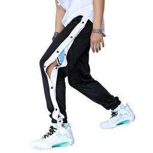 Sport-breasted broekenbuttoned casual lange heren herfst slijtage schoenen hip-hop losse drape wide-poot basketbal broek joggers y0927