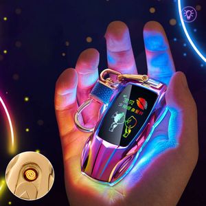 Sports Car Keychain Colters Lighters Electric plus léger USB Écran LED rechargeable peut être personnalisé