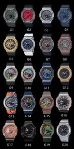 Sports Digital Quartz Men's Watch Iced Out Watch Full Fonction Toutes les mains Operational LED Dial Dial World Time GM Oak Series