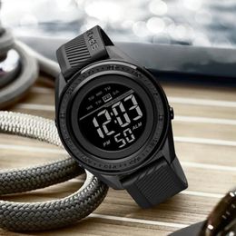 Sport électronique hommes montre LED semaine affichage étanche multi-fonction bracelet noir numérique pour Relogio Masculino 1638 montres-bracelets207Q