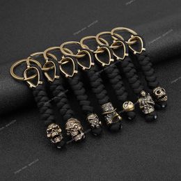 Weven Messing Punk Schedel Mes Kralen Paraplu Touw Handgemaakte Paracord Kraal DIY Hang Hanger Camping Wandelen Paracord paracord touw kralen messing paraplu touw