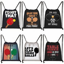 Sportuitrusting Tabble Tennis Print Drawstring Tassen Ping PG Daypack Tiener opbergtas voor reisschoenen houder cadeau O2FM#