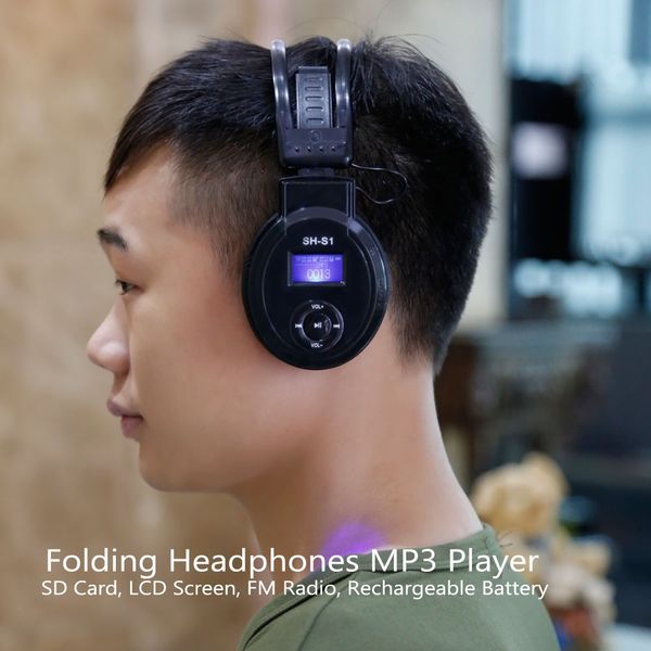 Écouteurs Bluetooth pliables de sport avec écran LCD, prise en charge de la lecture de cartes micro SD, radio FM, écouteurs Bluetooth sans fil, casques pliables supra-auriculaires