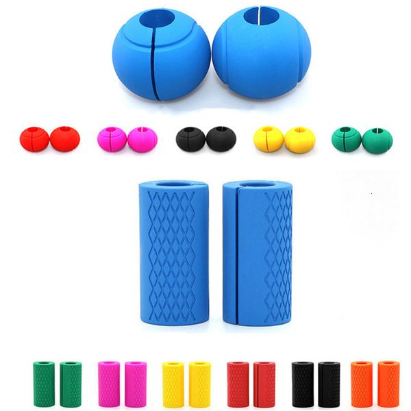 Gants de sport 2pcs Haltère Haltère Poignées en silicone Poignées de barre Fitness Haltérophilie Antidérapant Protéger Pad Gym Exercice Crossfit Accessoires 230615