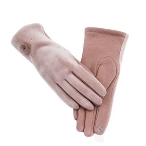 Sporthandschoenen herfst winter vrouwen gouden fluweel touchscreen houd warm dunne fleece vaste eenvoudige haarbal elegante drive fietsen wanten