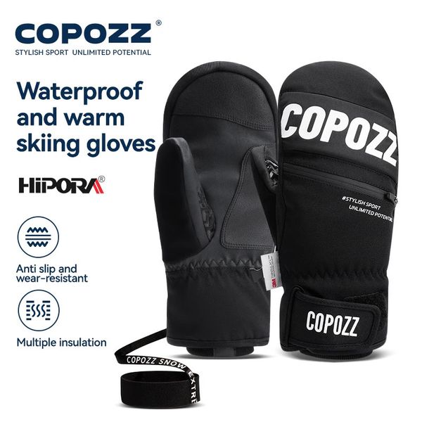 Guantes deportivos COPOZZ Thinsulate Grueso Adulto Adolescente Profesional Snowboard Esquí A prueba de viento Invierno Cálido Térmico Nieve Mitones Moto de nieve 231202