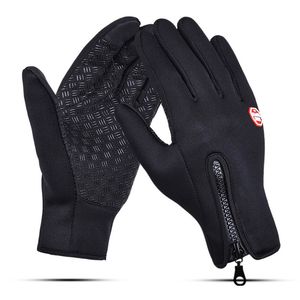 Sporthandschoenen rijden Zipper Winter Fleece Winddicht Warm Touch Screen Outdoor Mountaineering Cycling Ski Gloves voor mannen en vrouwen