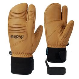 Gants de sport durables à trois doigts pour hommes, gants de Ski épais en peau de mouton, coupe-vent d'hiver, imperméables, cyclisme 231213