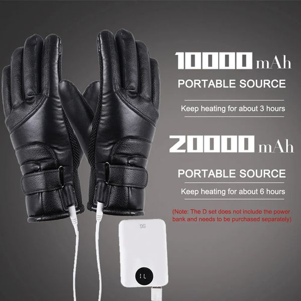 Gants de sport Gants chauffants électriques sans batterie USB gants chauffants pour les mains moto d'hiver écran tactile chaud gants de vélo imperméables 231023