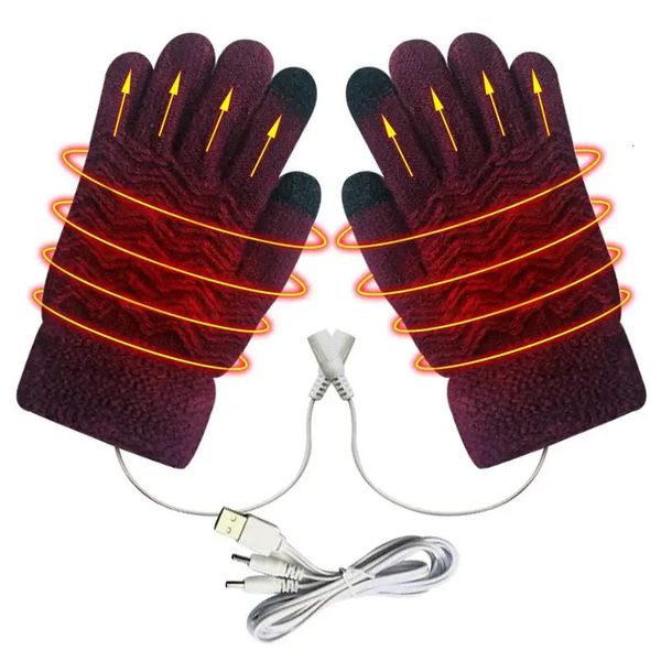 Gants de sport gants chauffants électriques réchauffement complet des mains gants tricotés à 5 doigts pour écran tactile hiver réchauffement des mains 231023