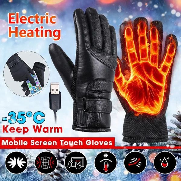 Gants de sport Gants chauffants électriques rechargeables USB gants chauffants pour les mains moto d'hiver gants de vélo à écran tactile chaud imperméables 231023