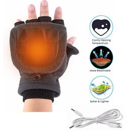 Gants de sport Gants chauffants électriques Gants chauffants électriques coupe-vent Tricoté demi-doigt retourné à température constante ménage extérieur 231023