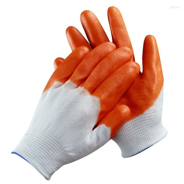 Gants de sport travail agricole PVC colle jaune gant en Silicone Protection du travail résistant à l'huile trempage coton de Protection