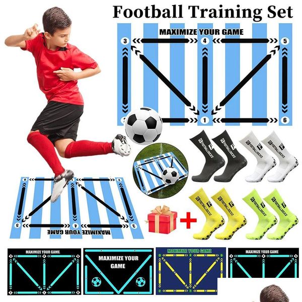 Gants de sport Tapis d'entraînement de football Durable Antidérapant Pliable Dribble Enfants Adts Soccer Set Équipement d'intérieur et d'extérieur 240318 Drop Delive Dhia8