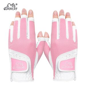 Gants de sport GVOVLVF 1 paire de gants de golf pour femmes doigt ouvert en cuir souple respirant plus confortable à porter sur les ongles longs adaptés aux dames filles 231115