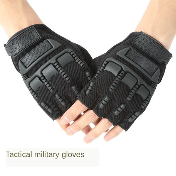 Gants de sport demi-doigt tactique militaire Paintball combat cuir PU écran tactile protection en caoutchouc