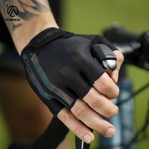 Gants de sport INBIKE Demi Doigt Gants De Cyclisme Sport Fitness VTT Gants De Vélo Hommes Femmes Équitation Épaissie Palm Pad Vélo Gants Sans Doigts 230414