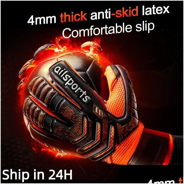 Gants de sport enfants hommes gardien de but de football professionnel 4 mm latex avec protection des doigts enfants Adts gardien de but de football protecteur Drop De Otoaj