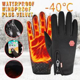 Gants de sport hommes imperméable à l'eau cyclisme hiver extérieur ski course moto écran tactile polaire antidérapant chaud doigts complets 231118