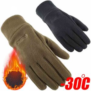 Sporthandschoenen heren winter massieve dames buiten polaire wol dikke warme koude motorfiets fiets pols zwart vol vinger 231117