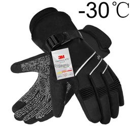 Sporthandschoenen Moreok Winter Ski Gloves Waterdichte 3m Thinsulate Touchscreen Thermal Snowboard Handschoenen Motorfiets fietsen Cycling Handschoenen Men WomenL23118