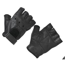 Gants de sport Nouvelle mode Men039S Cuir Demi-doigts sans doigts Stage Conduite Gants noirs solides3862185 Livraison directe à l'extérieur Athlète OTNMT