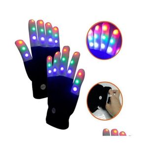 Sporthandschoenen Outdoor Games Knipperingen Glow 7 Mode Led Raves Licht Vingerverlichting Mitt Zwart Feestartikelen Gloeiende Rave Knipperende Glo Dh1Zh