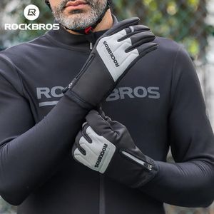 Gants de sport ROCKBROS gants de vélo gants de vélo d'hiver écran tactile gants chauffants à doigts complets vtt vélo de route gants de cyclisme à poignet long 231204