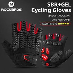 Sporthandschoenen ROCKBROS Fietshandschoenen GEL Gewatteerde Fietshandschoenen Halve Vinger Schokbestendig Ademend Racefiets Handschoenen Heren Dames 231201