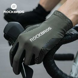 Sportshandschoenen Rockbros Zomer fietshandschoenen Adem MTB Road Bike Non-slip handschoenen Touchenscherm Veer Full Finger Motorcycle Riding Gloves Q240525