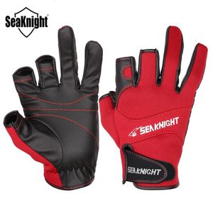 Gants de sport SeaKnight SK03 Sport Gants de pêche d'hiver 1PairLot 3 Gants en cuir respirant demi-doigts Néoprène PU Équipement de pêche 230718