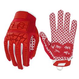 Gants de sport Seibertron Lineman 2.0 Paume rembourrée Gants de récepteur de football américain Flexible TPR Protection contre les chocs Rugby Gant rouge Adulte 231011