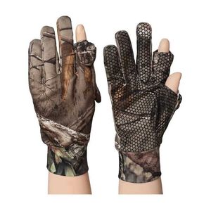 Gants sportifs stretch camouflage non glissement deux doigts demi-doigts pour le camping extérieur conduisant la pêche sportive chasse Q240525