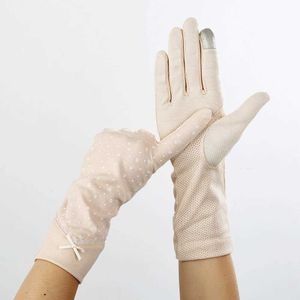 Gants de sport ancre de point d'été imprimé femme coton gants de conduite mi-longueur du soleil