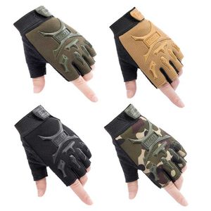 Gants de sport Gants tactiques sans doigts avec revêtement1 P airo fF ingerlessG lovesw ithH alfF ingert oS hootHi kingHun tingClim bingCycli ngGymHor seba P230512