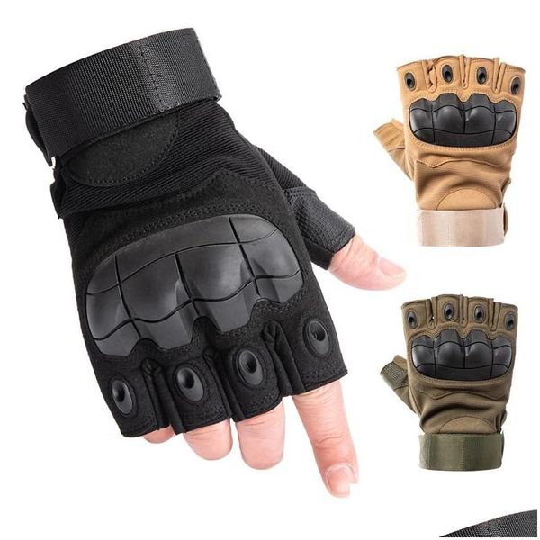 Guantes deportivos Táctico Militar Medio Dedo Hombres Duro Knuckle Senderismo al aire libre Paintball Caza Ejército Combate Sin dedos Drop Entrega Out Dhoaq