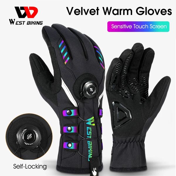 Gants de sport WEST BIKING gants de cyclisme thermiques vélo moto gants de Ski hommes hiver écran tactile autobloquant épaissir gants de Sport chauds 231201