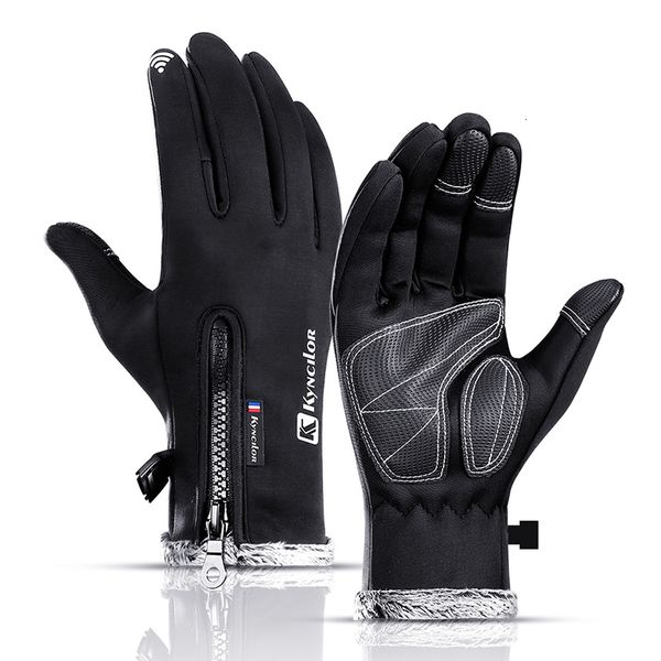 Gants de sport coupe-vent imperméable à l'eau cyclisme doigt complet hommes femmes polaire thermique anti-dérapant VTT vélo vélo équitation en plein air 230505