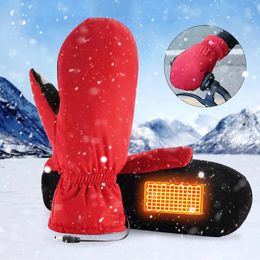 Sporthandschoenen Verwarmde winterhandschoenen Volwassen kinderen USB Elektrisch opladen Verwarming Elektrisch werk Warm houden Winddicht Rijden Ski Fietshandschoenen 231124