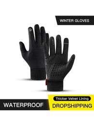 Guantes deportivos Invierno al aire libre Correr Guante Cálido Pantalla táctil Gimnasio Fitness Dedo completo para hombres Mujeres Punto Magic 231215