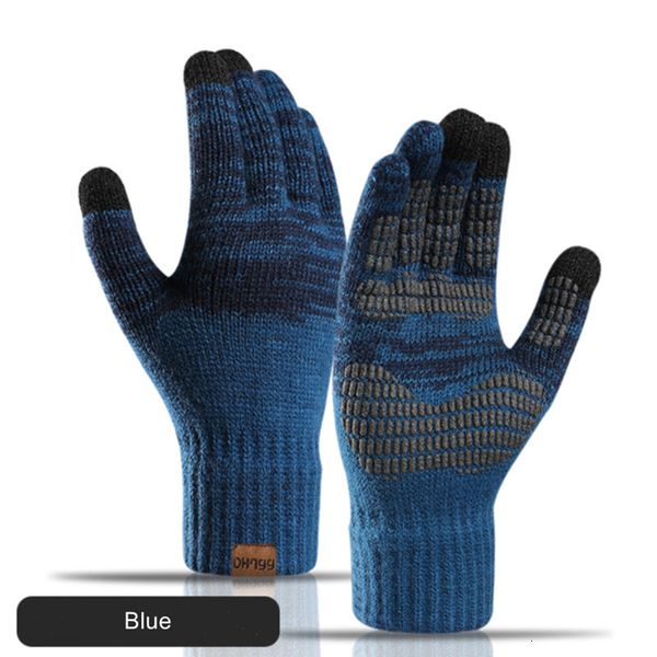 Guantes deportivos Invierno cálido guantes de punto hombres mujeres otoño e invierno color grueso impresión offset pantalla táctil al aire libre 230821