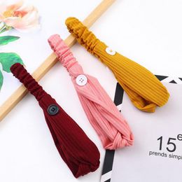 Deportes Headwear Cross Knot Head Bands Botón elástico Yoga Headwrap Face Mask Holder Girls Bandanas Accesorios para el cabello 10 colores 20pcs D5522